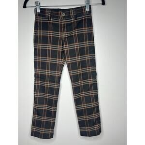 Janie & Jack Boys Plaid Dress Pants Sz 6 Dark Check Pockets Adjustable Waistband